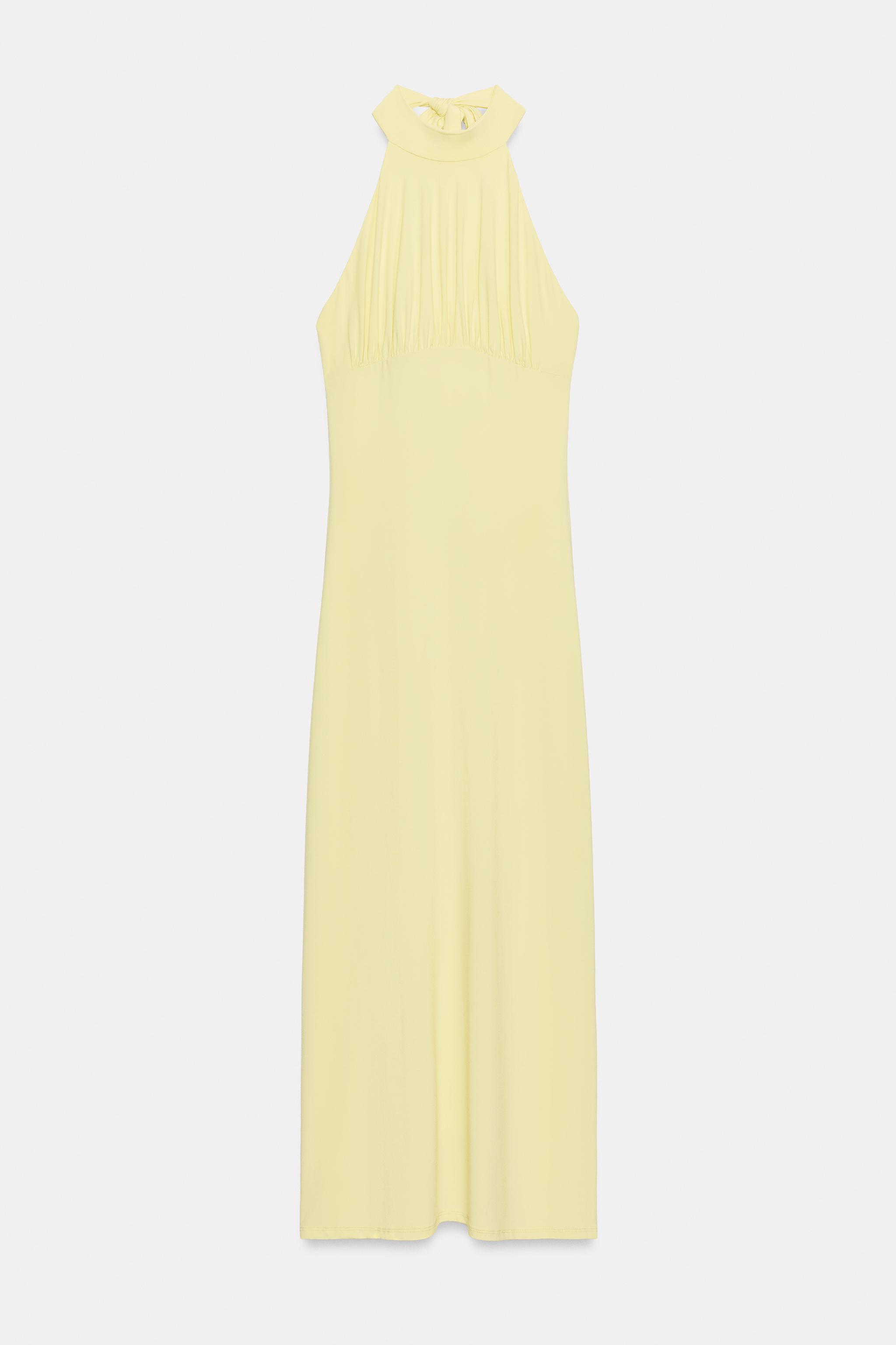 TIED HALTER MIDI DRESS